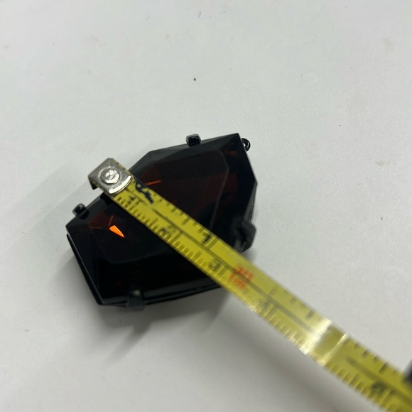 Coffee Brown Large Faceted Stone in Black Metal Cage Pendant - Picture 5 of 7